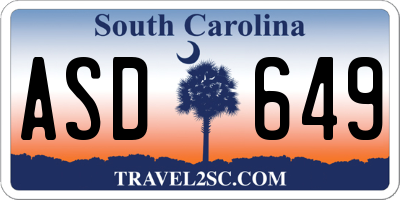 SC license plate ASD649