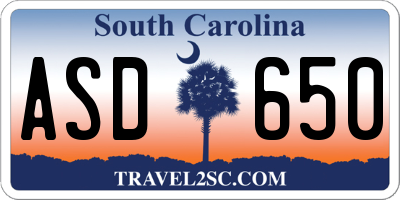 SC license plate ASD650