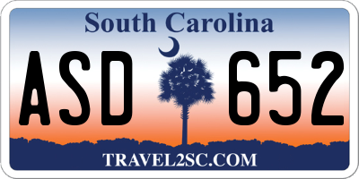 SC license plate ASD652