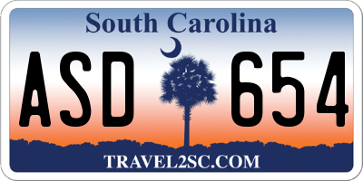SC license plate ASD654