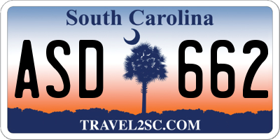 SC license plate ASD662