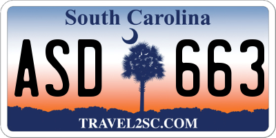 SC license plate ASD663