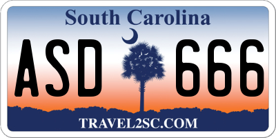 SC license plate ASD666