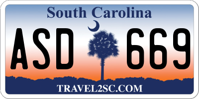 SC license plate ASD669