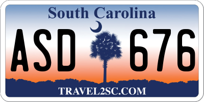 SC license plate ASD676