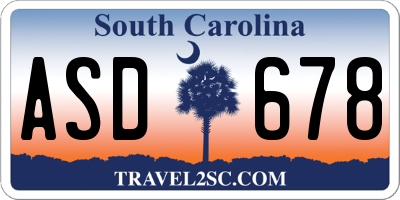 SC license plate ASD678