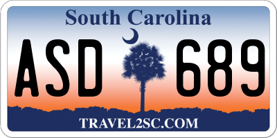SC license plate ASD689