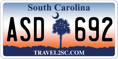 SC license plate ASD692