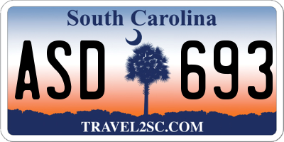 SC license plate ASD693