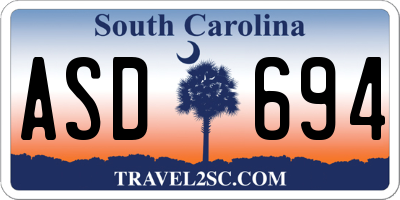 SC license plate ASD694