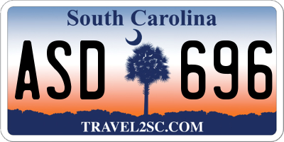 SC license plate ASD696