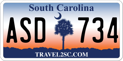 SC license plate ASD734