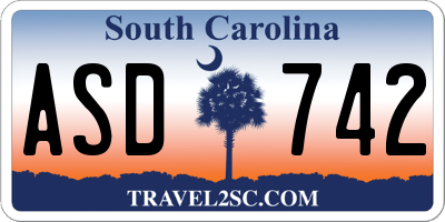 SC license plate ASD742