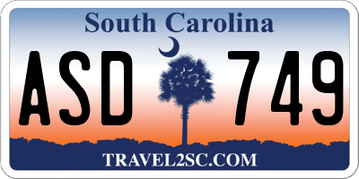 SC license plate ASD749