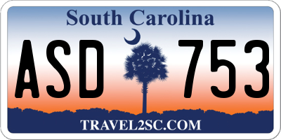 SC license plate ASD753
