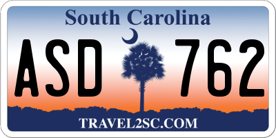 SC license plate ASD762