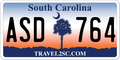 SC license plate ASD764