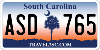 SC license plate ASD765