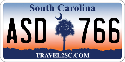 SC license plate ASD766