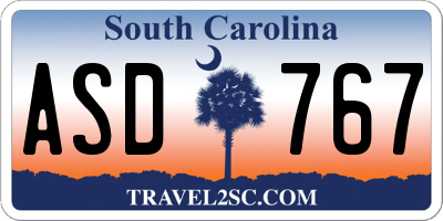 SC license plate ASD767