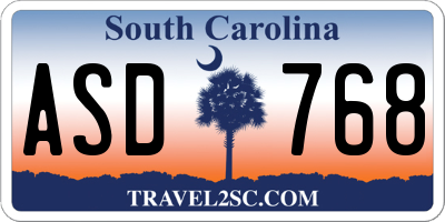 SC license plate ASD768