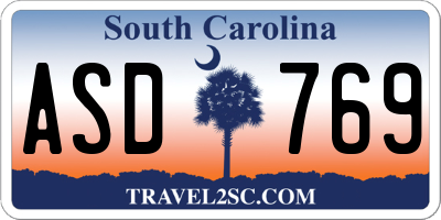 SC license plate ASD769