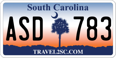 SC license plate ASD783