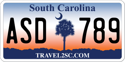 SC license plate ASD789