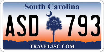SC license plate ASD793