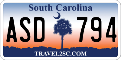 SC license plate ASD794