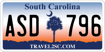 SC license plate ASD796
