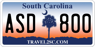 SC license plate ASD800