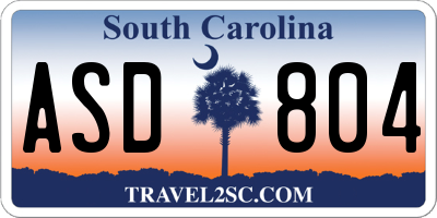 SC license plate ASD804