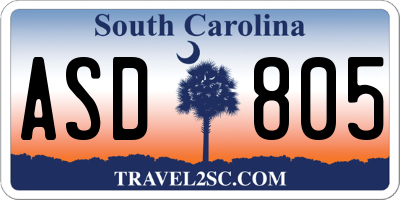 SC license plate ASD805