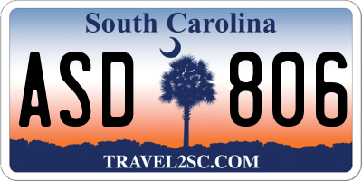 SC license plate ASD806