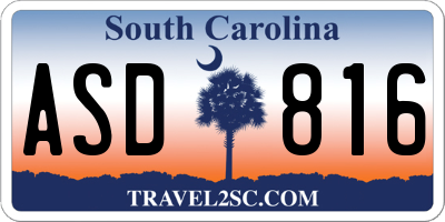 SC license plate ASD816