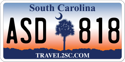 SC license plate ASD818