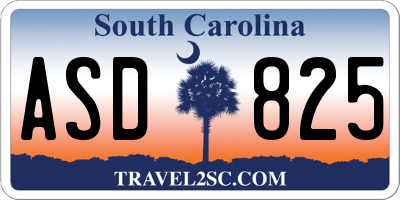 SC license plate ASD825