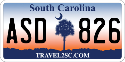 SC license plate ASD826