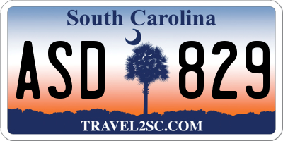 SC license plate ASD829