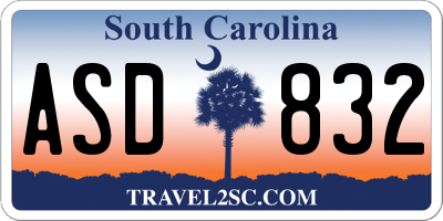 SC license plate ASD832