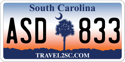 SC license plate ASD833