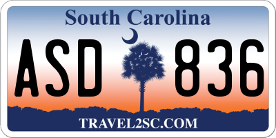 SC license plate ASD836