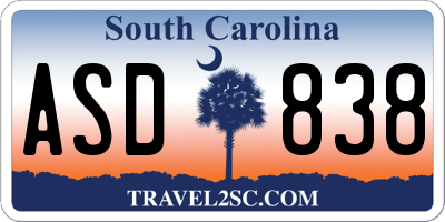 SC license plate ASD838