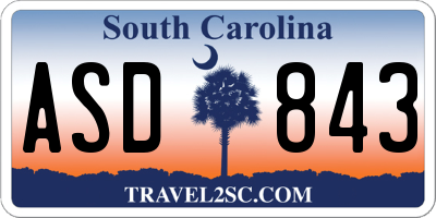 SC license plate ASD843