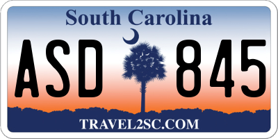 SC license plate ASD845