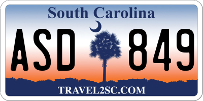 SC license plate ASD849