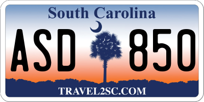 SC license plate ASD850