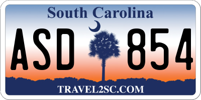 SC license plate ASD854