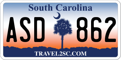 SC license plate ASD862